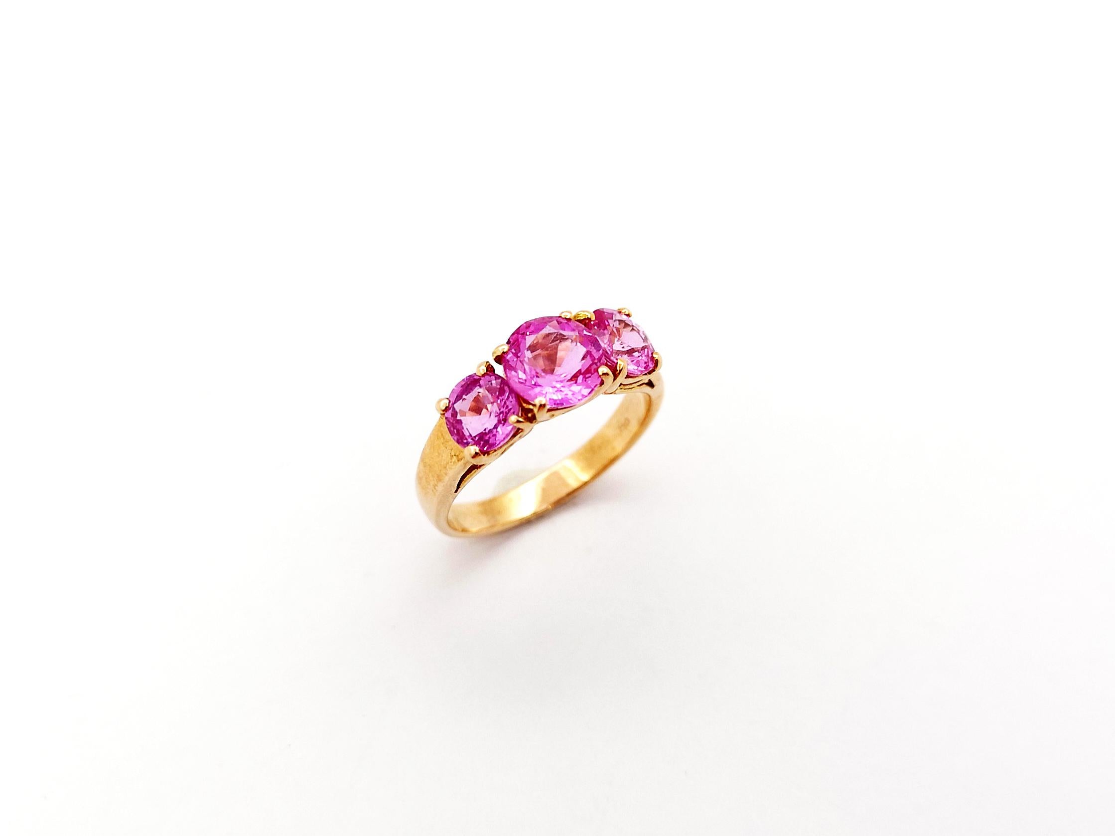 Pink Sapphire Ring set in 18K Rose Gold Settings For Sale 6