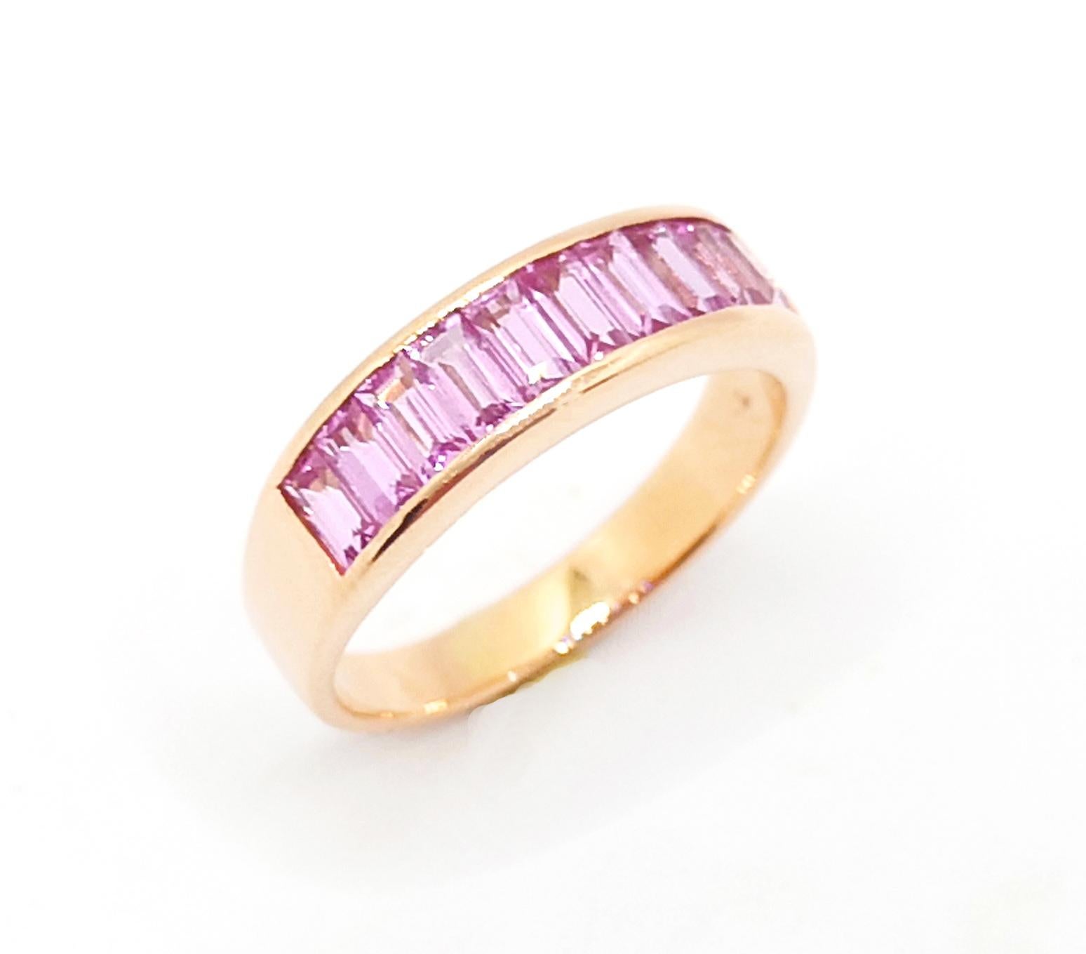 Pink Sapphire Ring set in 18K Rose Gold Settings For Sale 6
