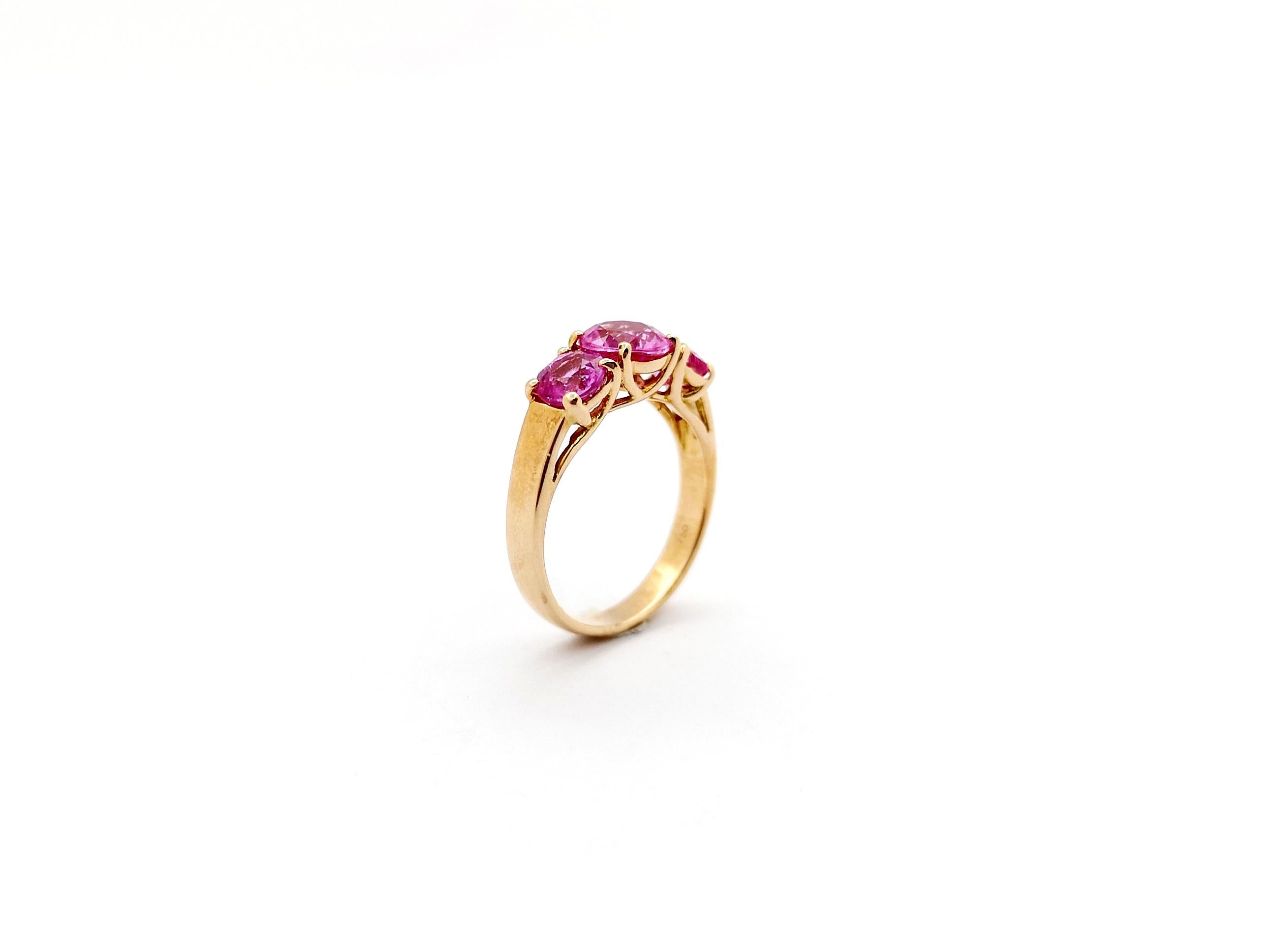 Pink Sapphire Ring set in 18K Rose Gold Settings For Sale 7