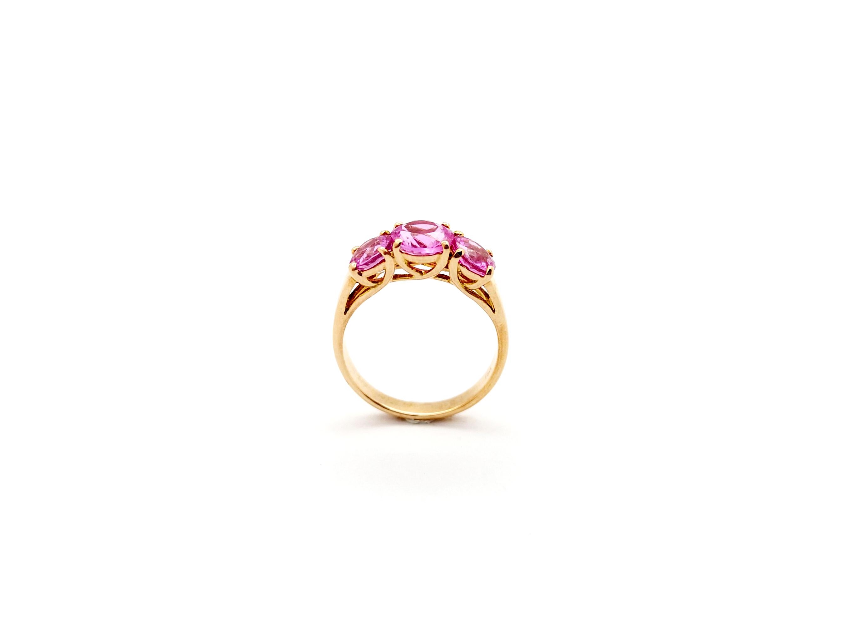 Pink Sapphire Ring set in 18K Rose Gold Settings For Sale 8