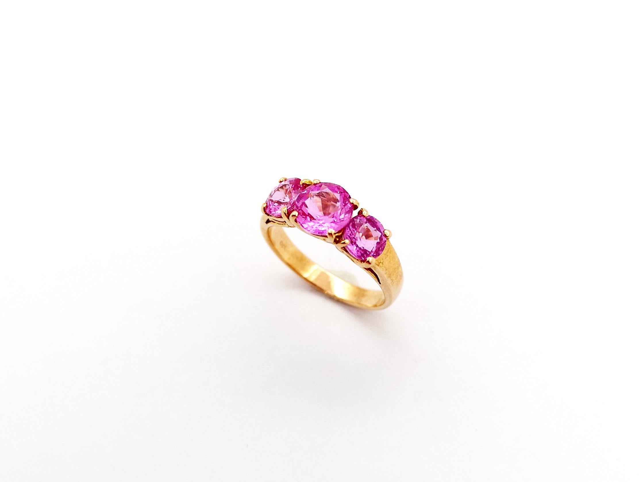 Pink Sapphire Ring set in 18K Rose Gold Settings For Sale 9