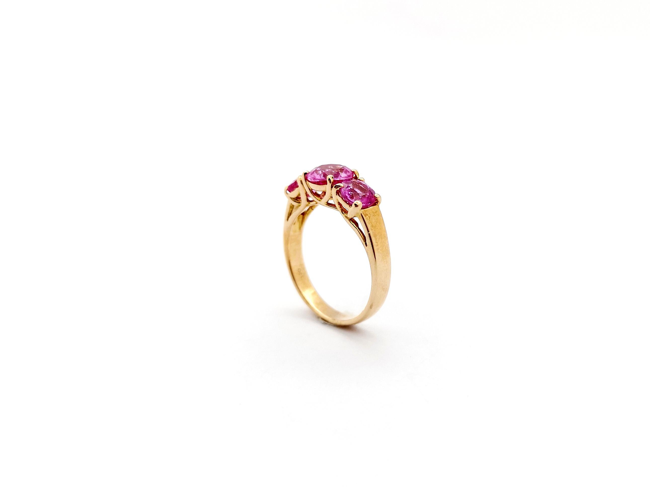 Pink Sapphire Ring set in 18K Rose Gold Settings For Sale 10