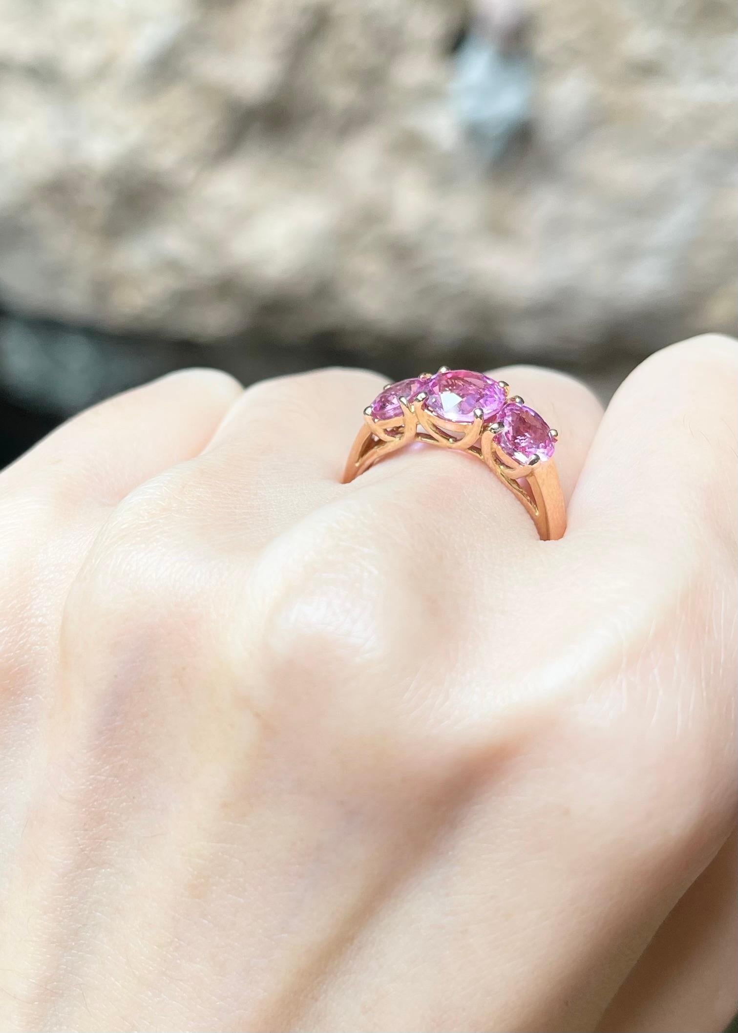 Pink Sapphire Ring set in 18K Rose Gold Settings For Sale 1