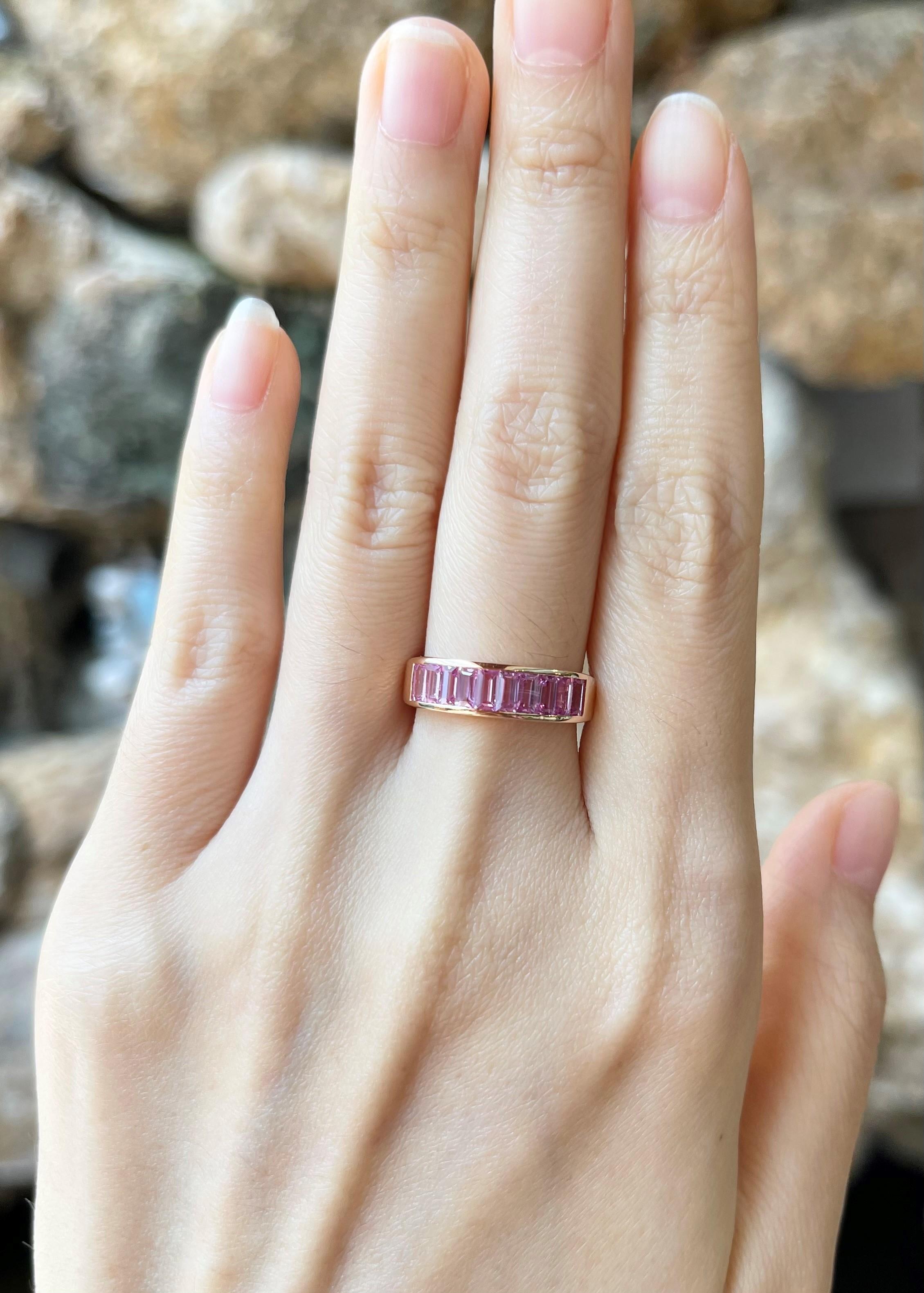Pink Sapphire Ring set in 18K Rose Gold Settings For Sale 1