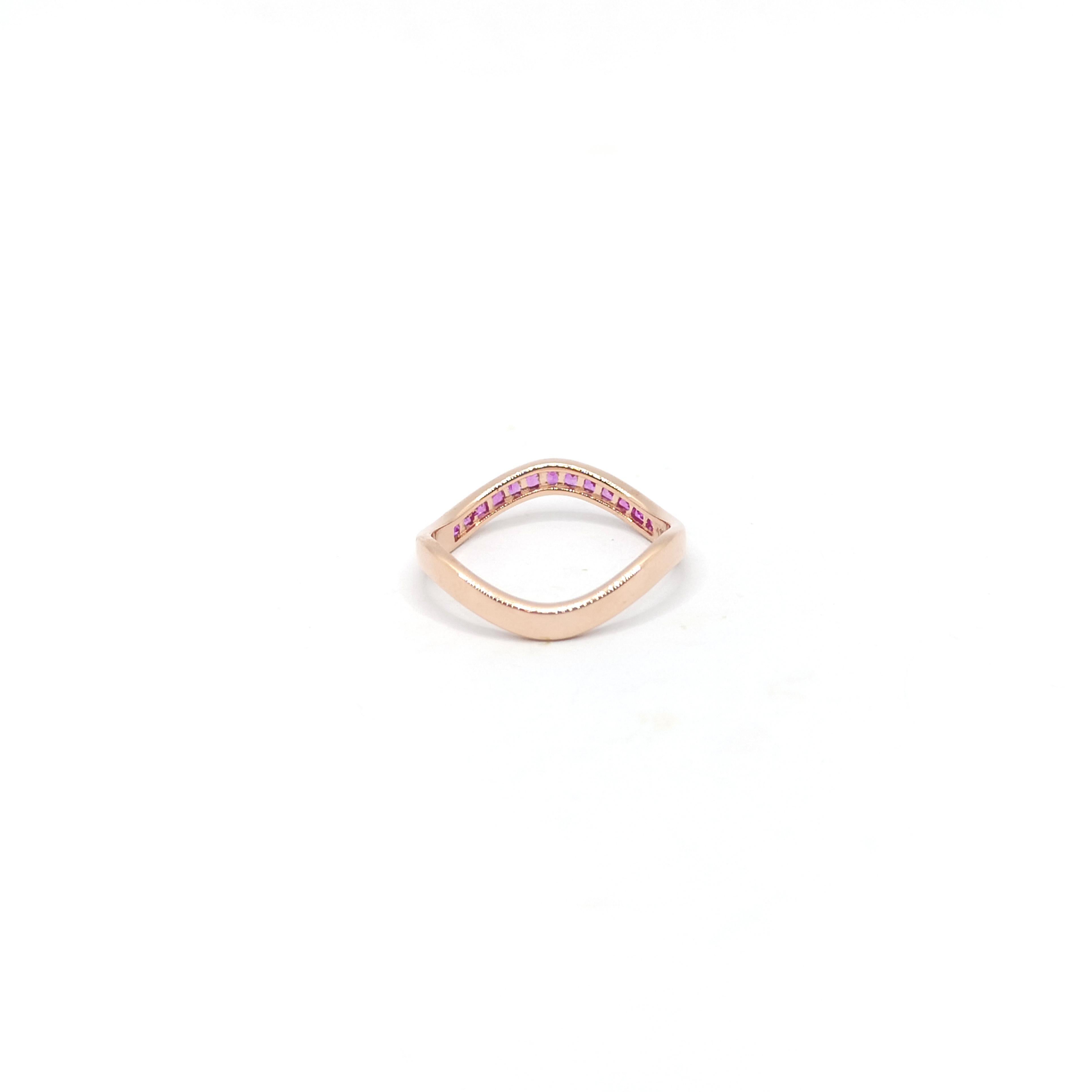 Pink Sapphire Ring set in 18K Rose Gold Settings For Sale 1
