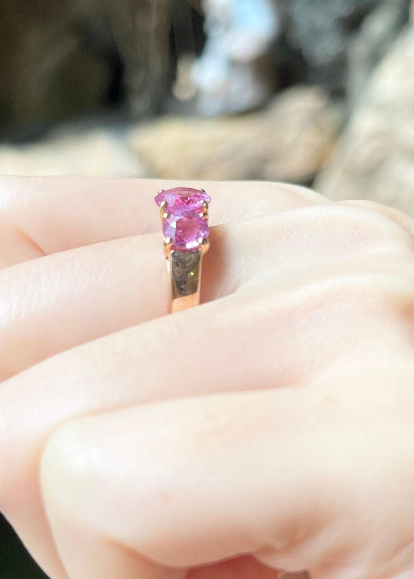 Pink Sapphire Ring set in 18K Rose Gold Settings For Sale 2