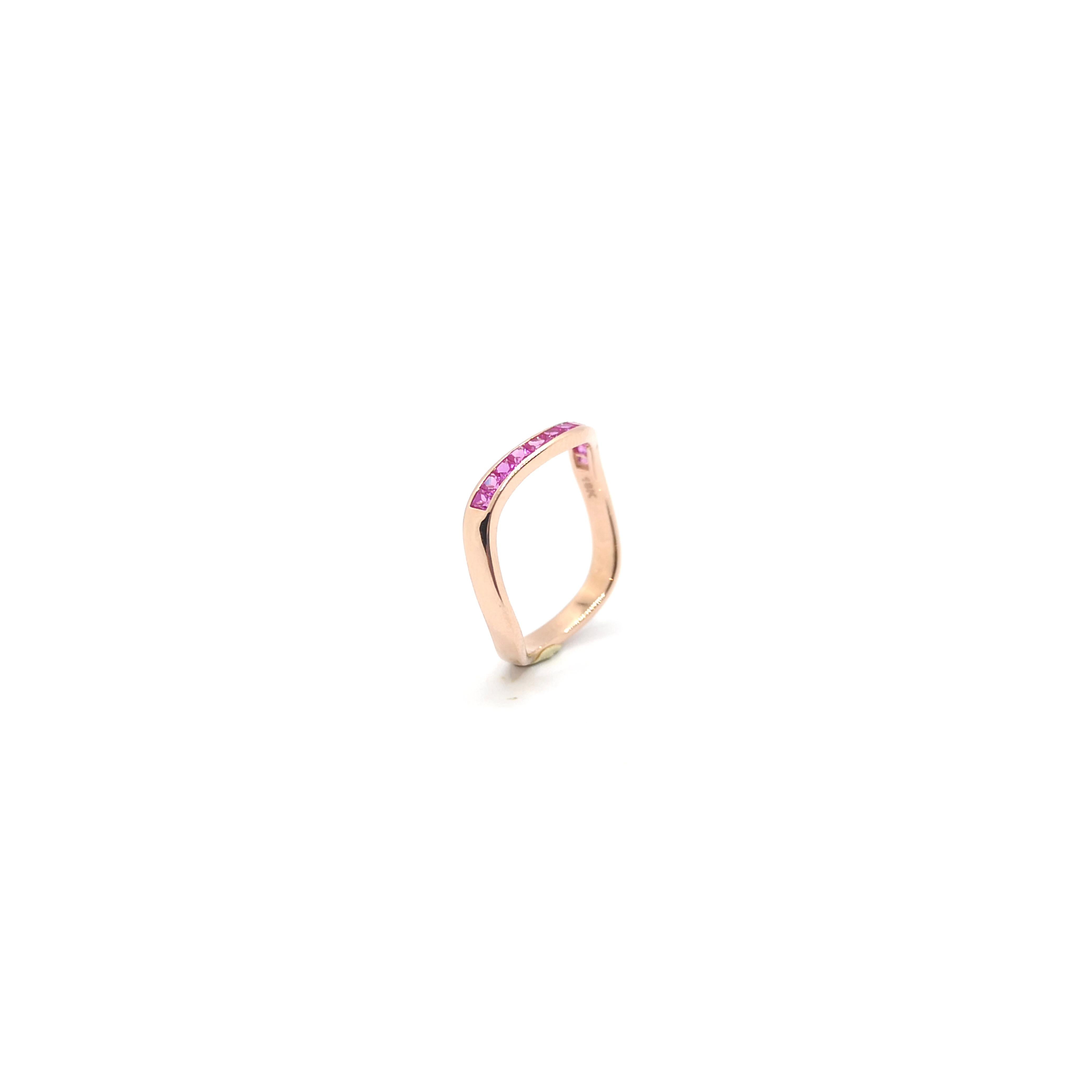 Pink Sapphire Ring set in 18K Rose Gold Settings For Sale 2