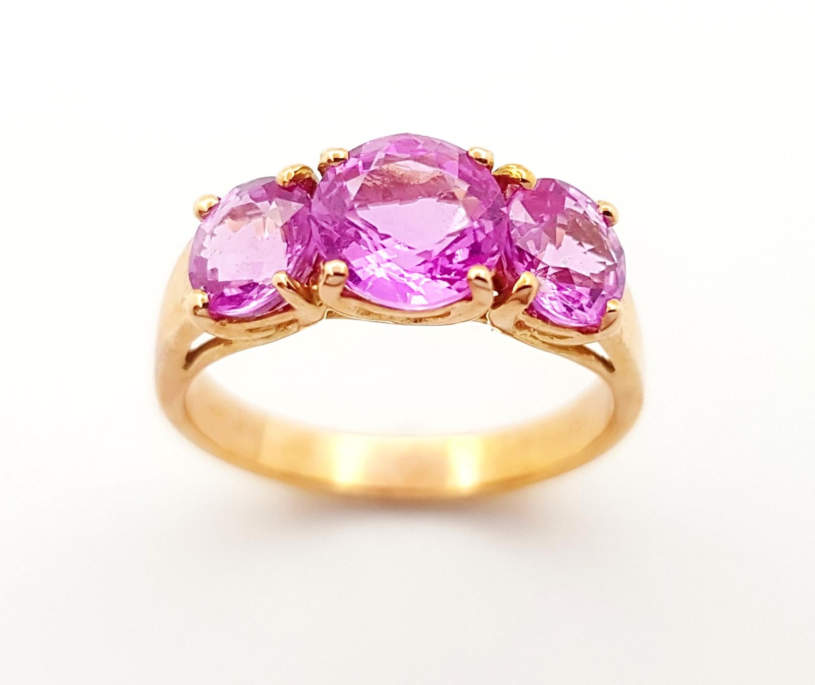 Pink Sapphire Ring set in 18K Rose Gold Settings For Sale 3