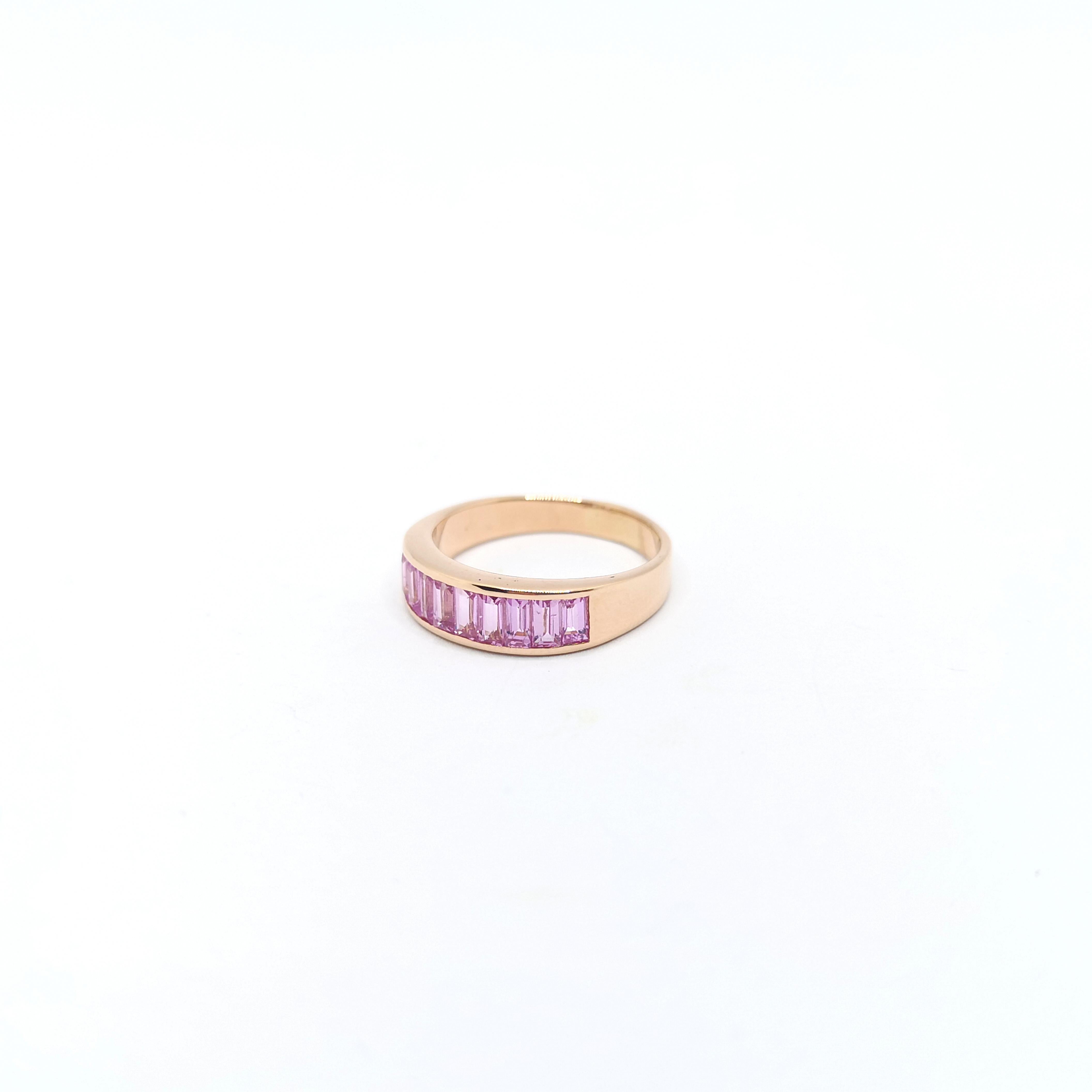 Pink Sapphire Ring set in 18K Rose Gold Settings For Sale 3