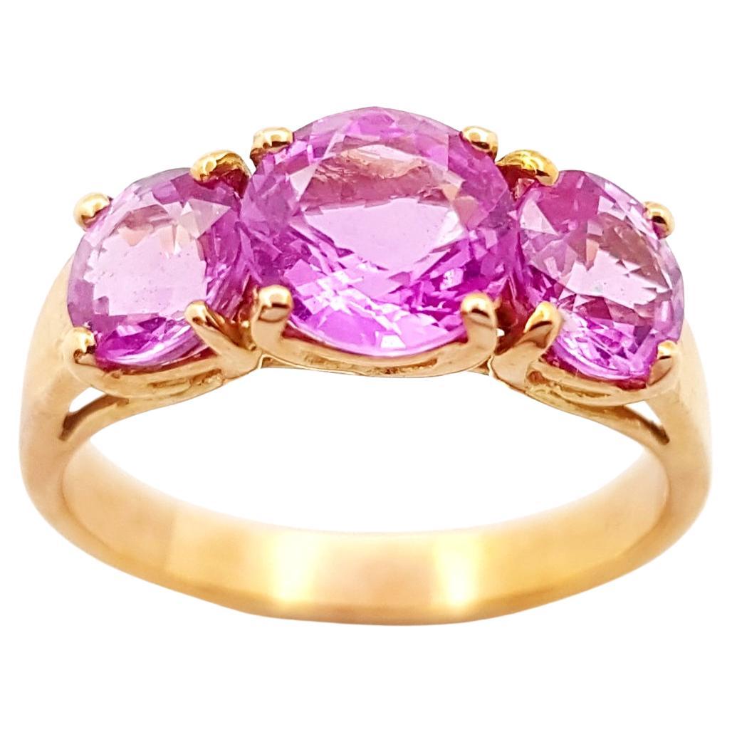 Pink Sapphire Ring set in 18K Rose Gold Settings For Sale