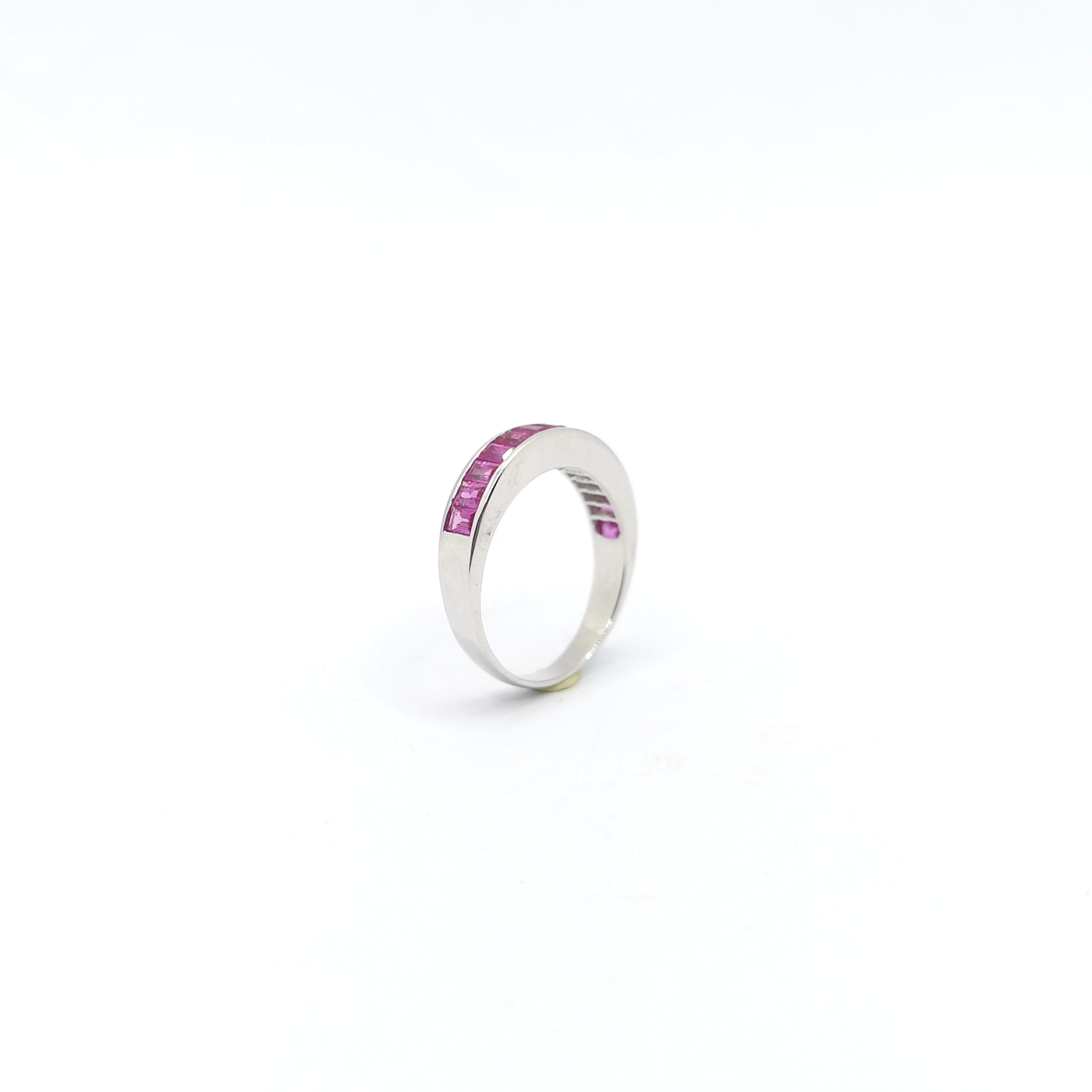 Pink Sapphire Ring set in 18K White Gold Settings For Sale 4