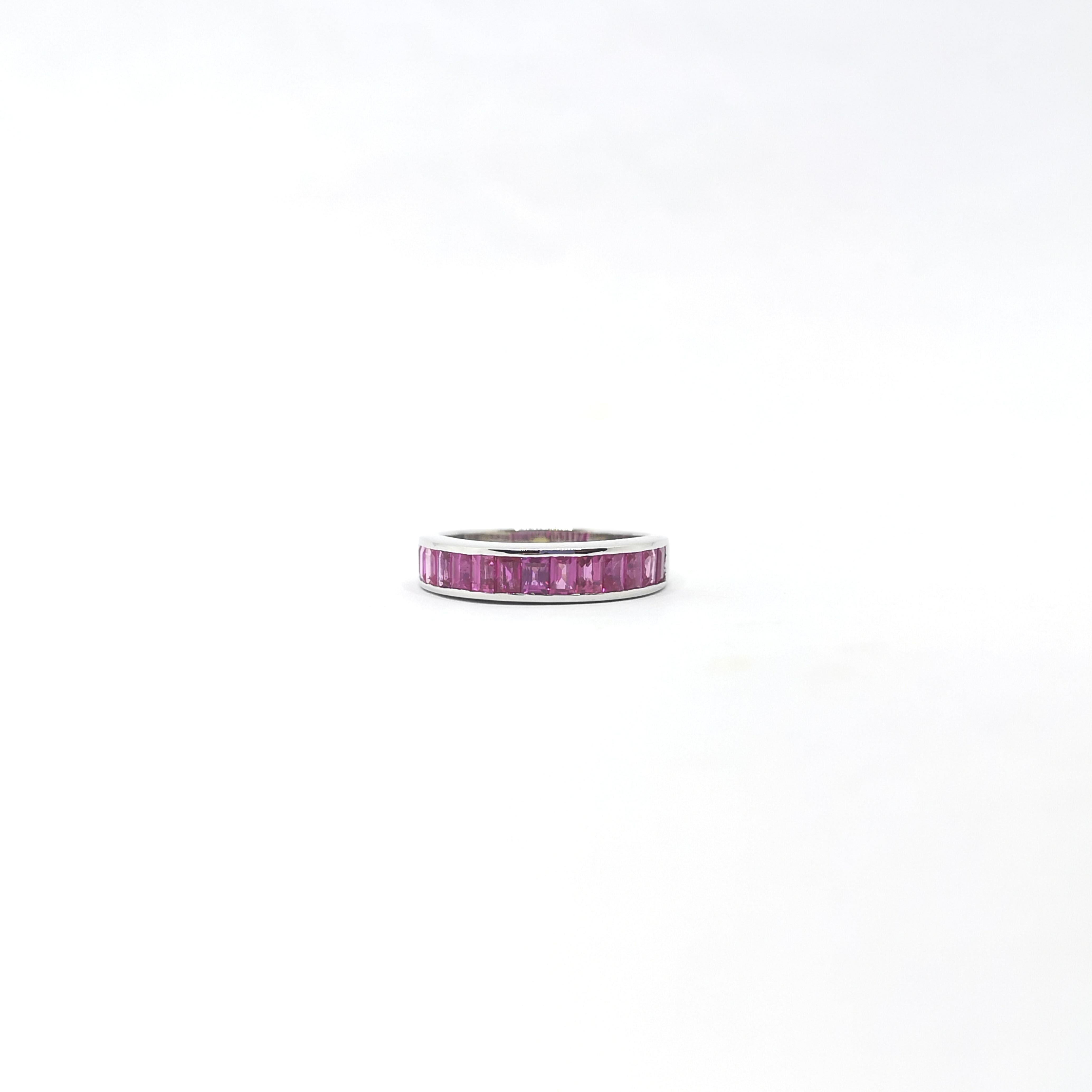 Pink Sapphire Ring set in 18K White Gold Settings For Sale 5