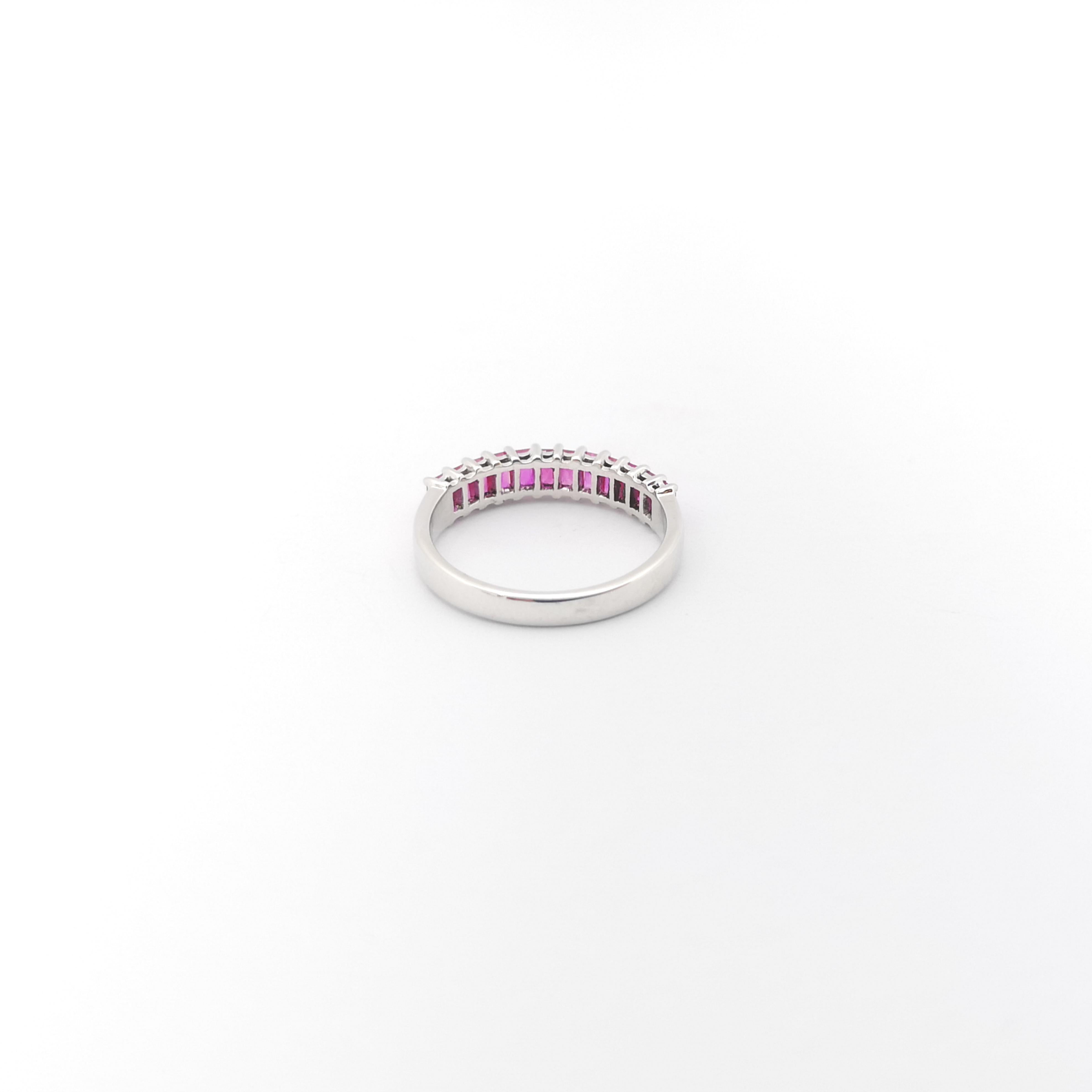 Pink Sapphire Ring set in 18K White Gold Settings For Sale 3