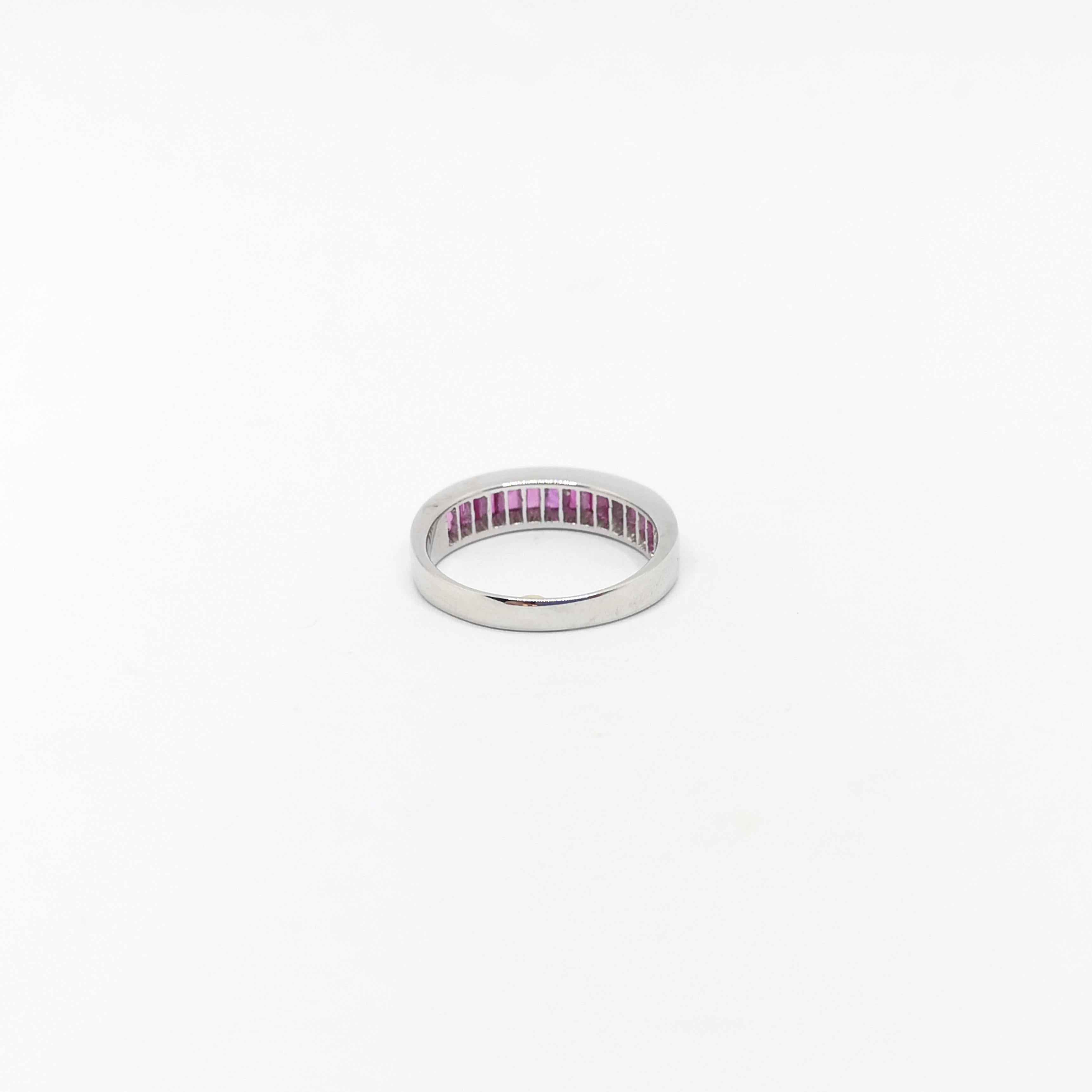 Pink Sapphire Ring set in 18K White Gold Settings For Sale 3