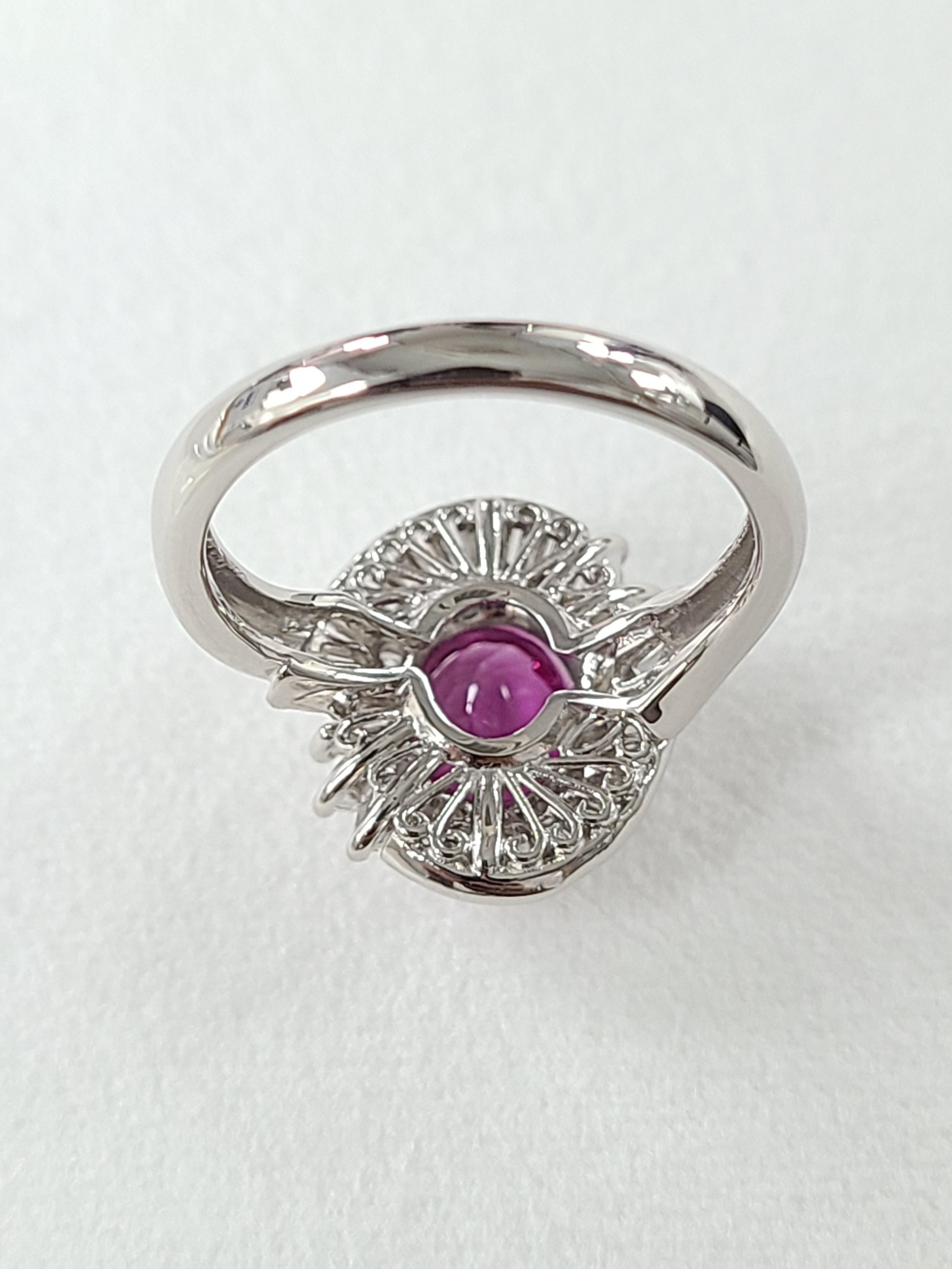 Pink Sapphire Ring Set in Platinum PT900 with Diamonds 1