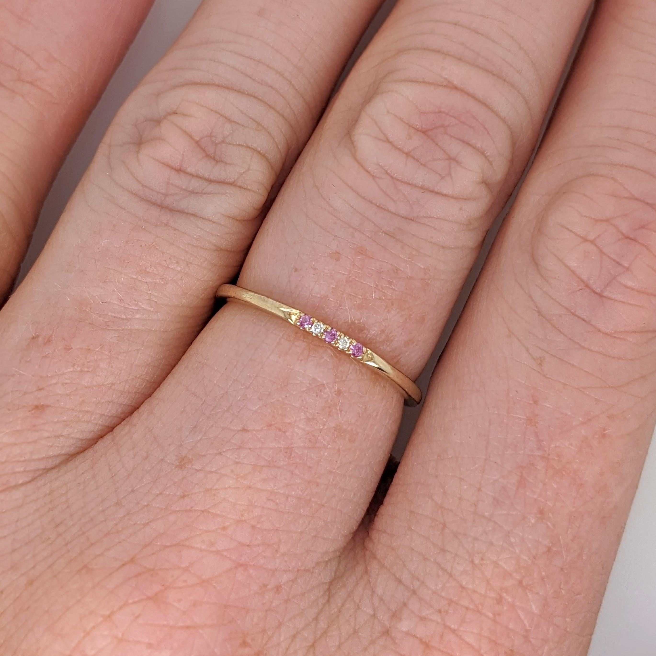 Pink Sapphire Ring w Earth Mined Diamonds in Solid 14K Yellow Gold In New Condition In Columbus, OH