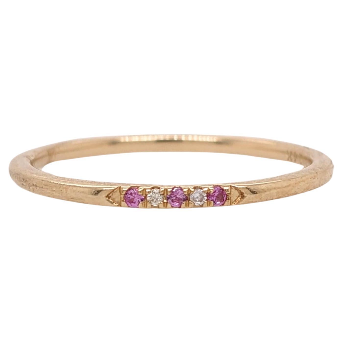 Pink Sapphire Ring w Erde Mined Diamanten in massivem 14K Gelbgold