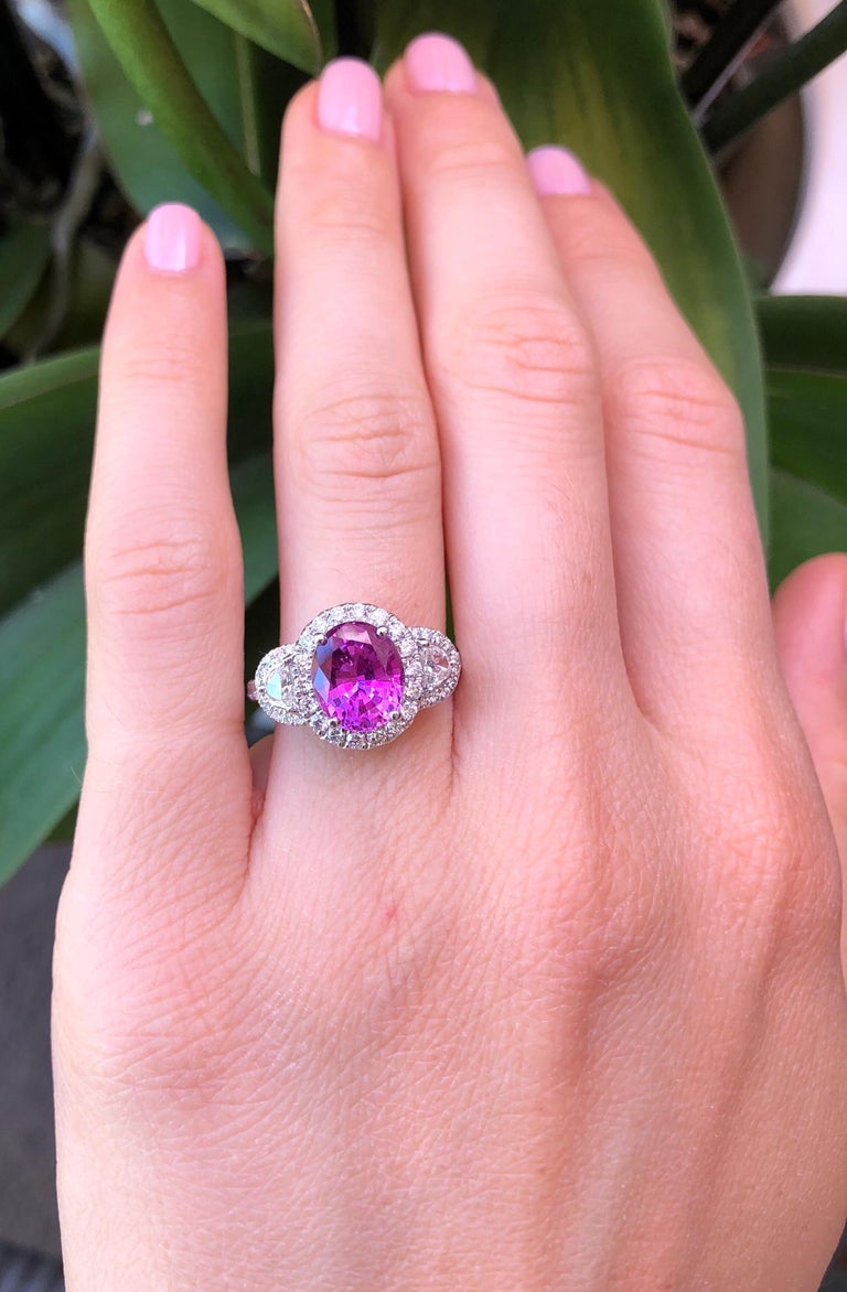 Pink Sapphire Ring Oval 3.14 Carats at 1stDibs | white gold engagement