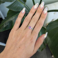 Pink Sapphire Ring with Earth-Mined Diamond Accents: Solid 14K Gold – Pear 7x5mm