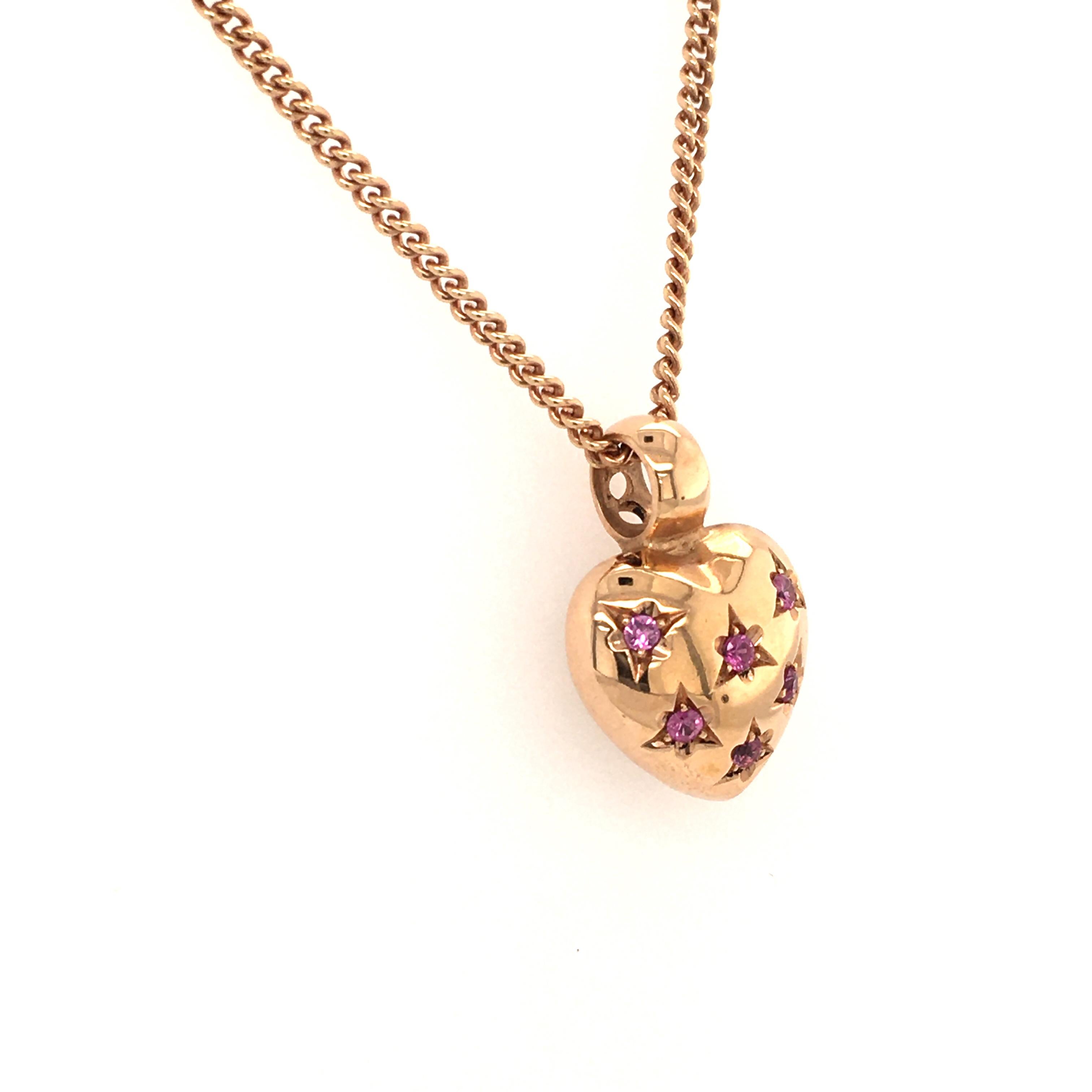 Contemporary Pink Sapphire Rose Gold Heart Pendant
