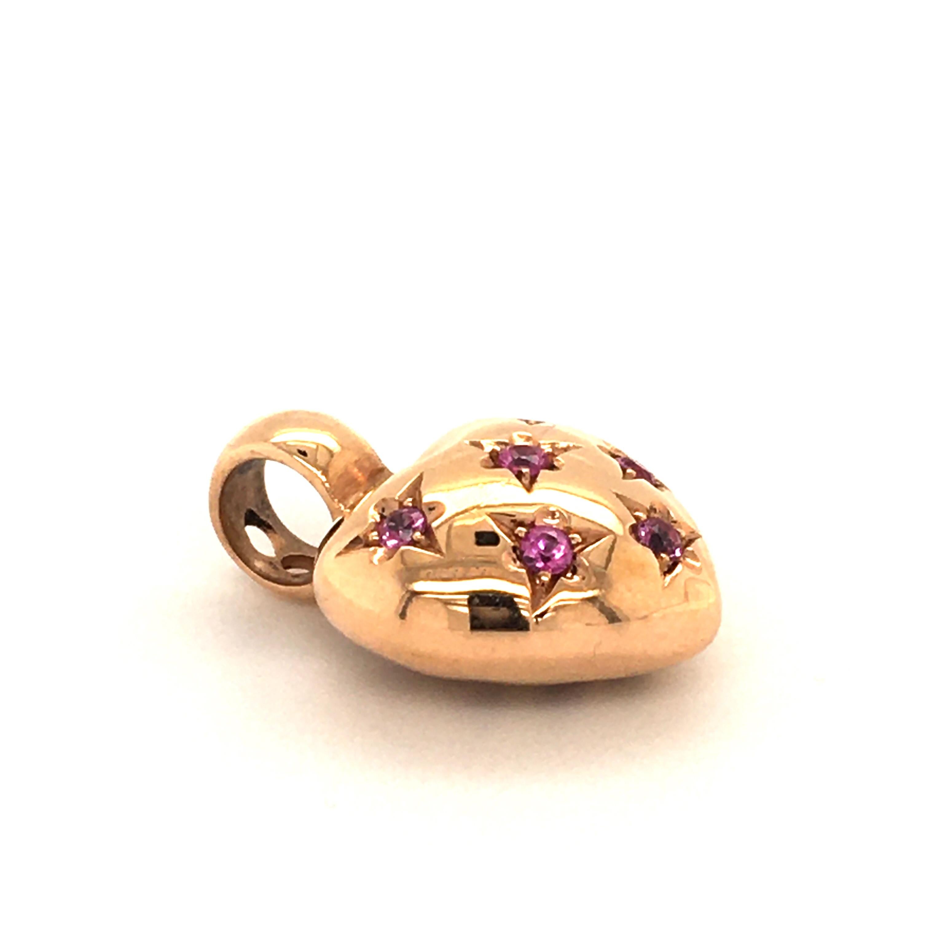 Women's or Men's Pink Sapphire Rose Gold Heart Pendant