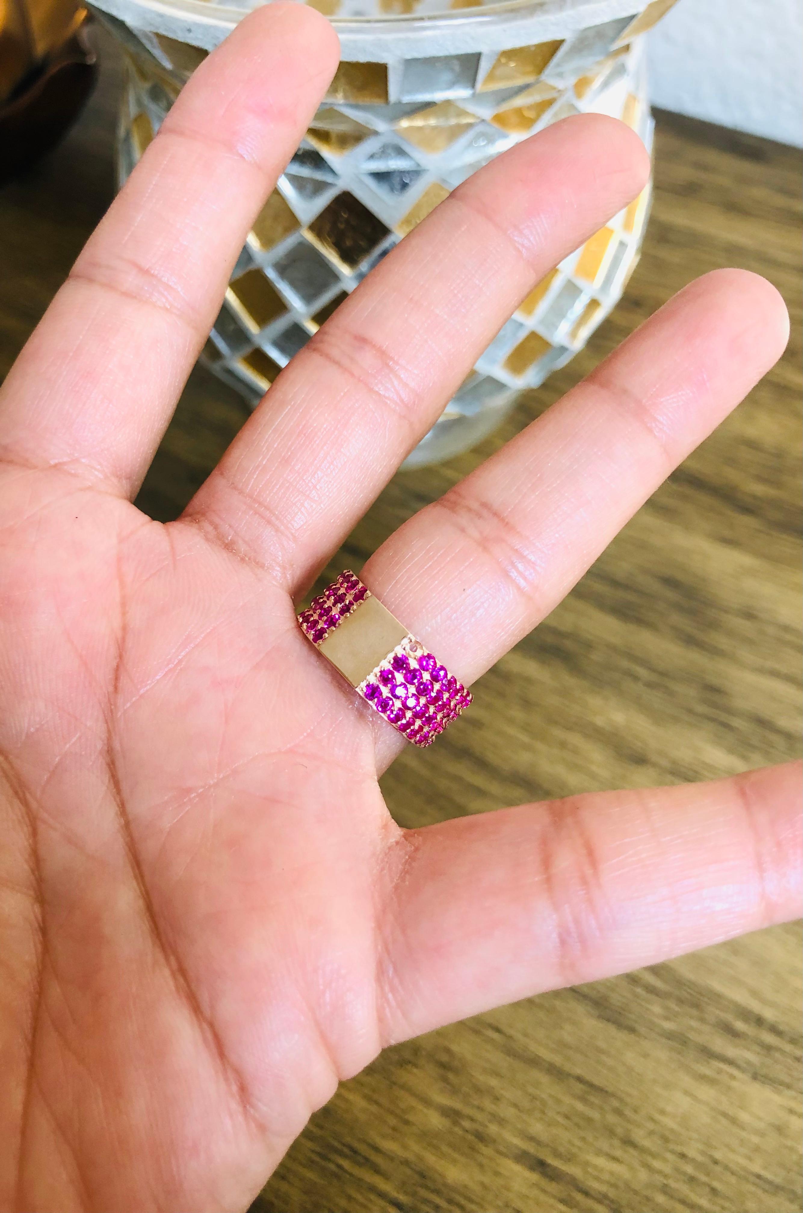 Pink Sapphire Round Cut Band 14 Karat Rose Gold 1