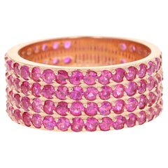 Fascia con zaffiro rosa taglio rotondo in oro rosa 14 carati