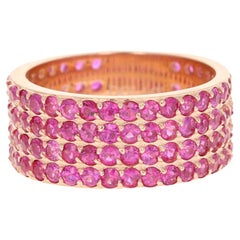 Pink Sapphire Round Cut Band 14 Karat Rose Gold