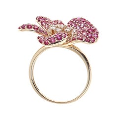 Pink Sapphire, Ruby and Diamond 14 Karat Gold Ring