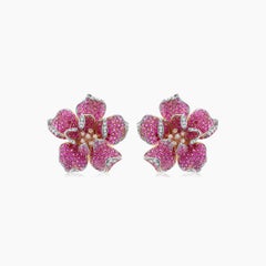 Orecchini in oro rosa 18 carati con zaffiro rosa, rubino e diamante bianco The Lilli Diamond