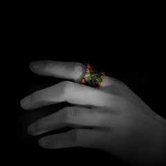 Pink Sapphire Scarab 18 Karat Gold Flexible Ring