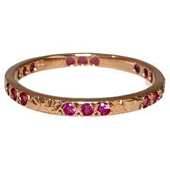 Pink Sapphire set in Textured 14 Karat Rose Gold Band from K.MITA - Large