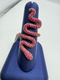 Pink sapphire snake ring 18KT gold comfort fit