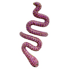 Pink sapphire snake ring 18KT gold comfort fit