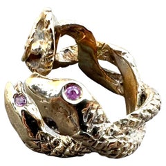 Pink Sapphire Snake Ring Bronze Cocktail Ring J Dauphin