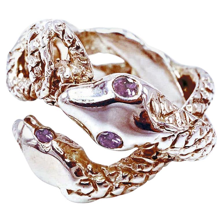 Pink Sapphire Snake Ring Cocktail Ring Bronze Dauphin For Sale