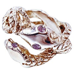 Pink Sapphire Snake Ring Cocktail Ring Bronze Dauphin