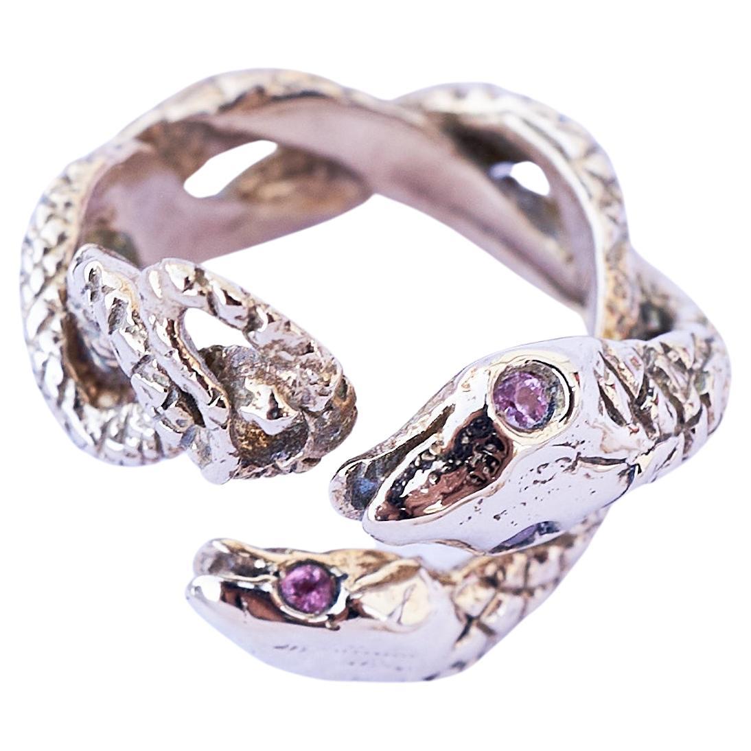 Cocktail-Ring mit rosa Saphiren und Schlangen, Bronze J Dauphin