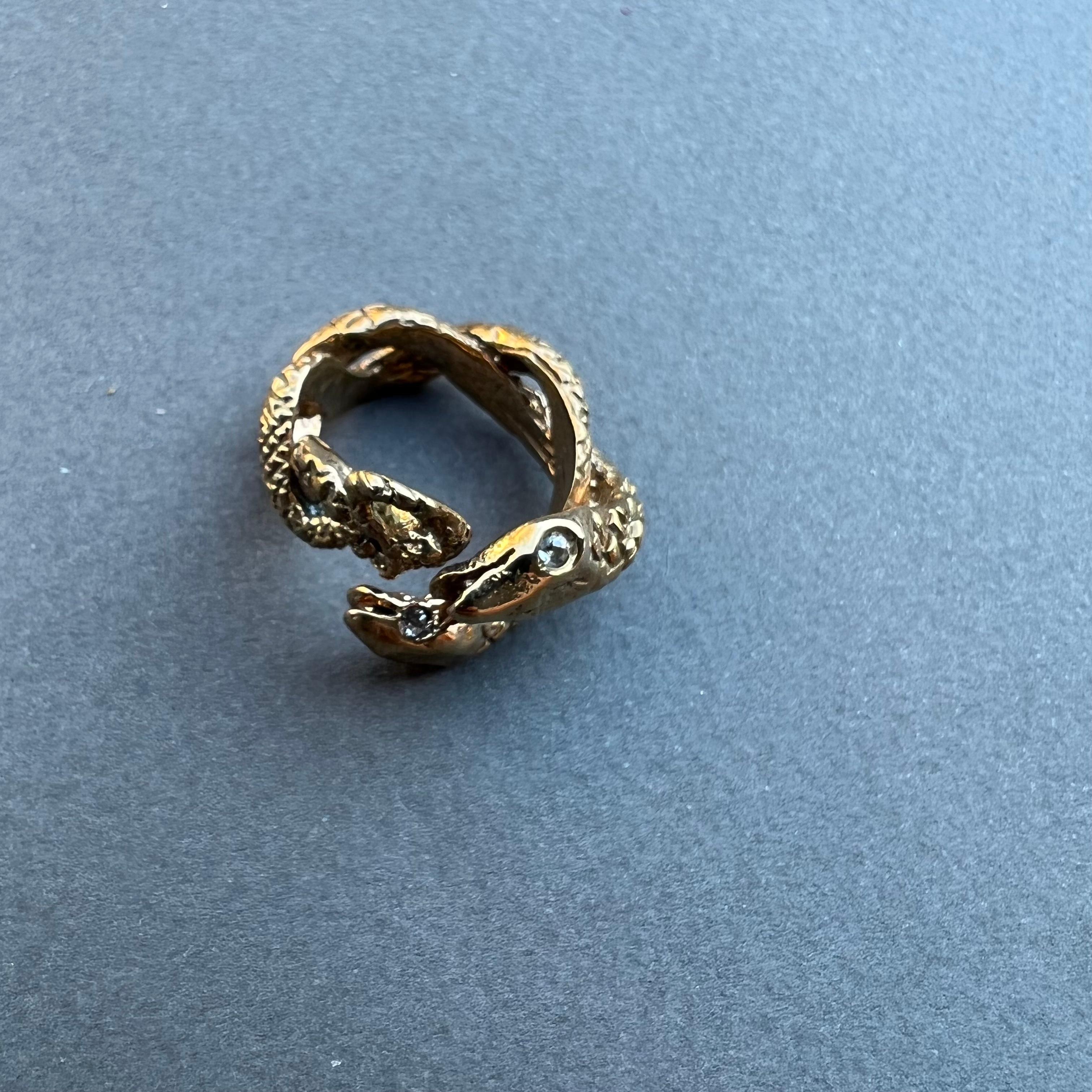 da uomo o donna Anello Serpente Zaffiro Rosa Anello Animale Doppia Testa Bronzo Dauphin
