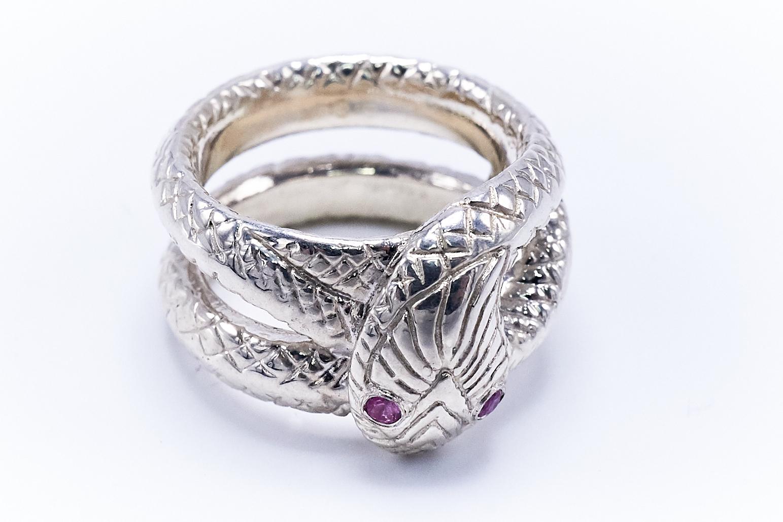 Pink Sapphire Snake Ring Sterling Silver Cocktail Ring Victorian Style Animal Jewelry J Dauphin

J DAUPHIN 