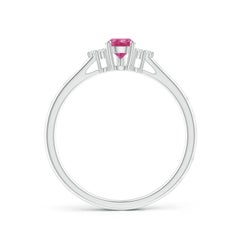 Anello di fidanzamento con zaffiro rosa solitario e dettagli in diamanti, in oro massiccio 14 carati