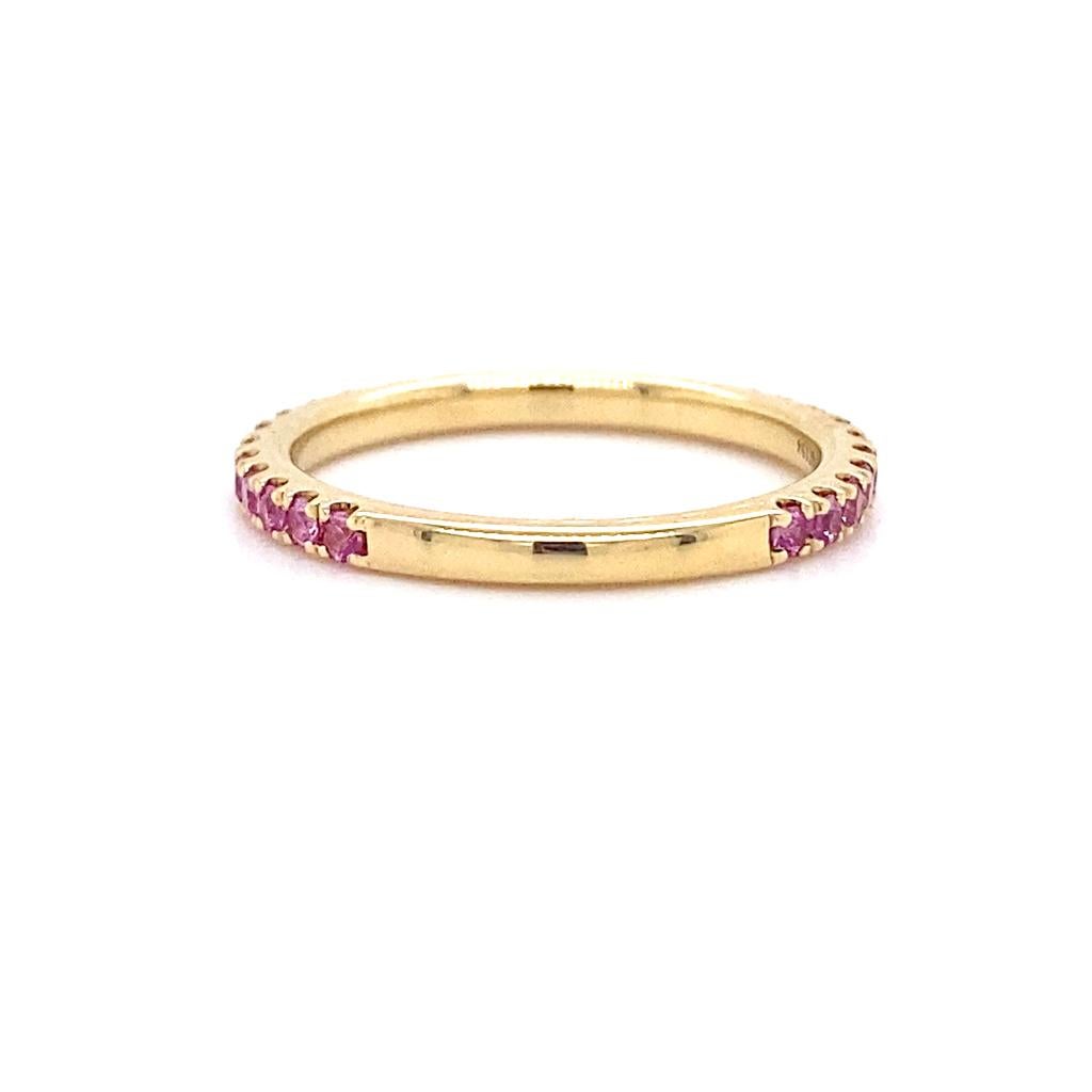 For Sale:  Pink Sapphire Stackable Ring 2mm 14K Gold 3/4 Band Wedding Stack LR50889 4