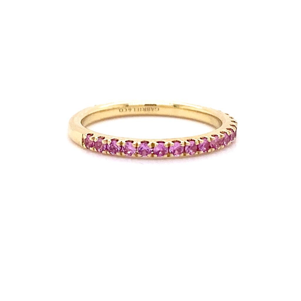 For Sale:  Pink Sapphire Stackable Ring 2mm 14K Gold 3/4 Band Wedding Stack LR50889 5