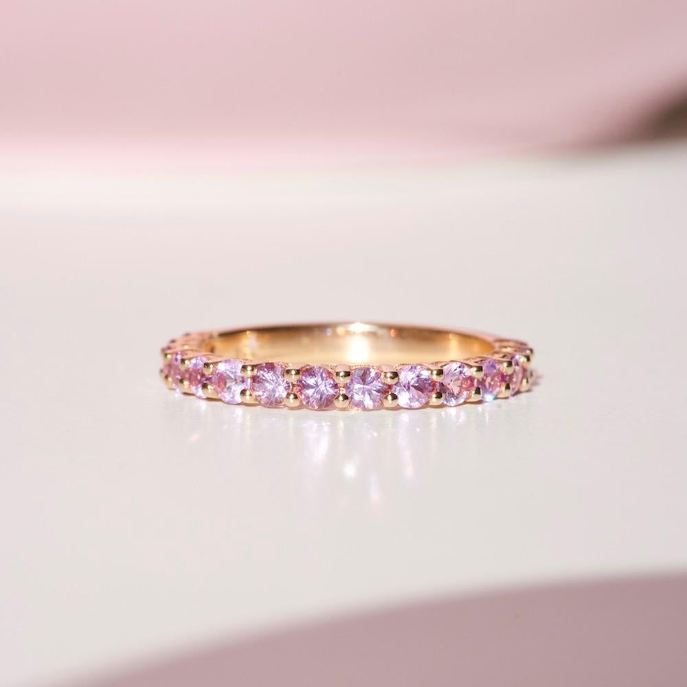 Bright stunningly cut, high clarity selected natural pink sapphires.

Colourful natural pink sapphire stacking bands are now available to pre-order. Limited availability. 

Selected sapphires as pictured covers just over half way on a ring size USA