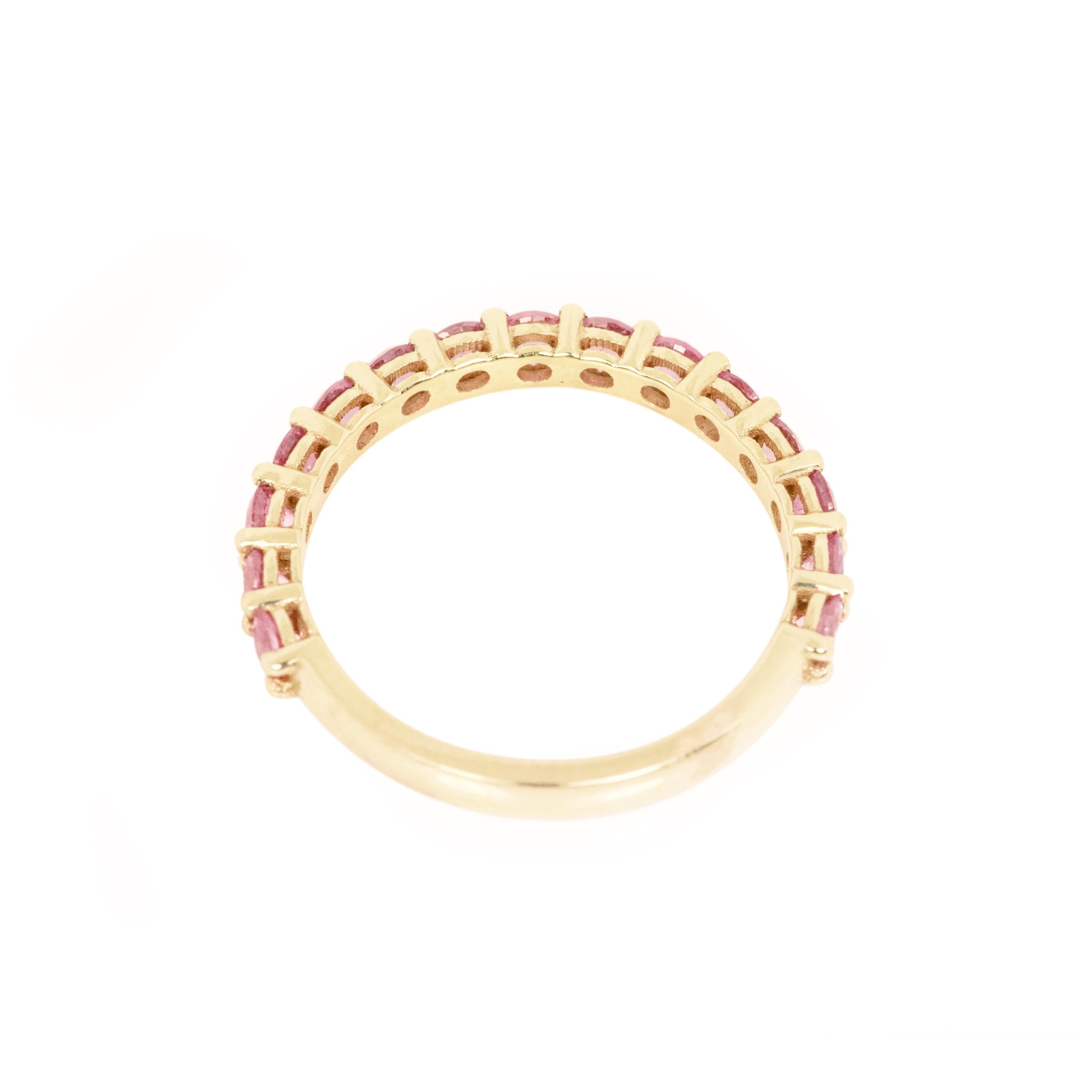 Modern Pink Sapphire Stacking Band Half Circle For Sale