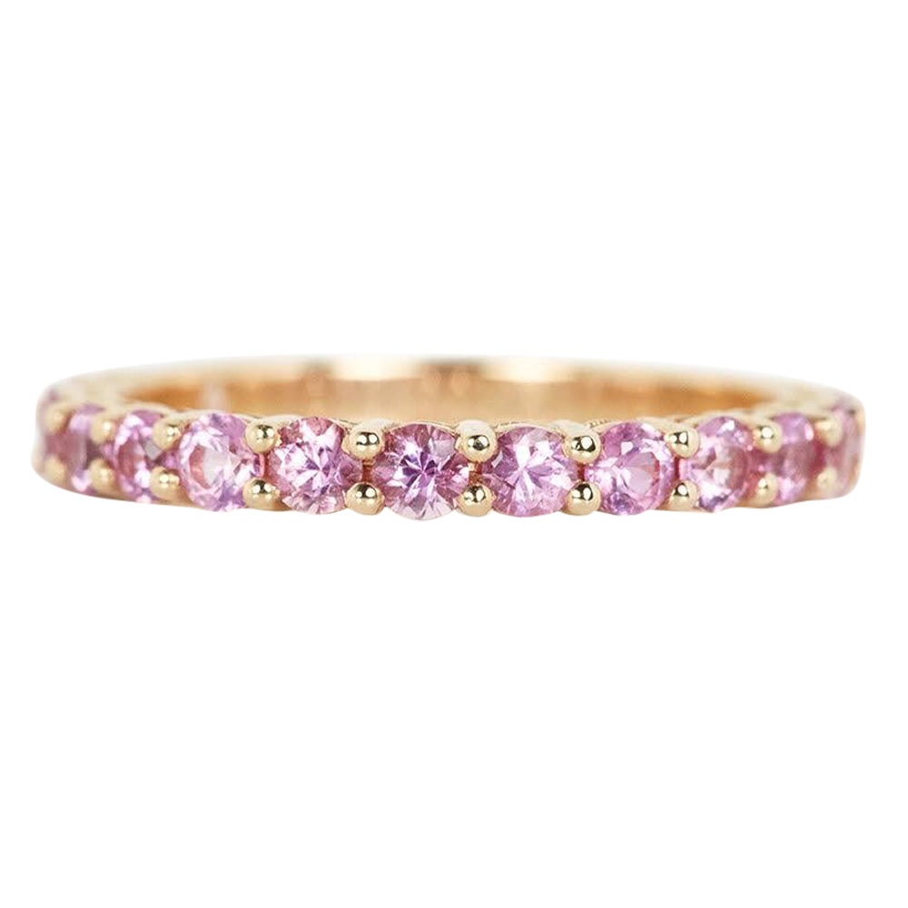 Rosa Saphir Stapelring halber Kreis im Angebot