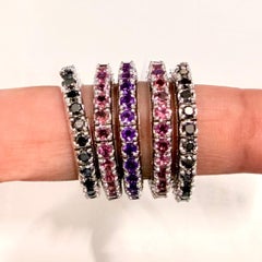 Pink Sapphire Stretch Ring in 14K White Gold – 1.50 Carats, Size 6