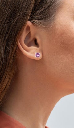 Pink Sapphire Stud Earrings 1.29 Carats 10K White Gold