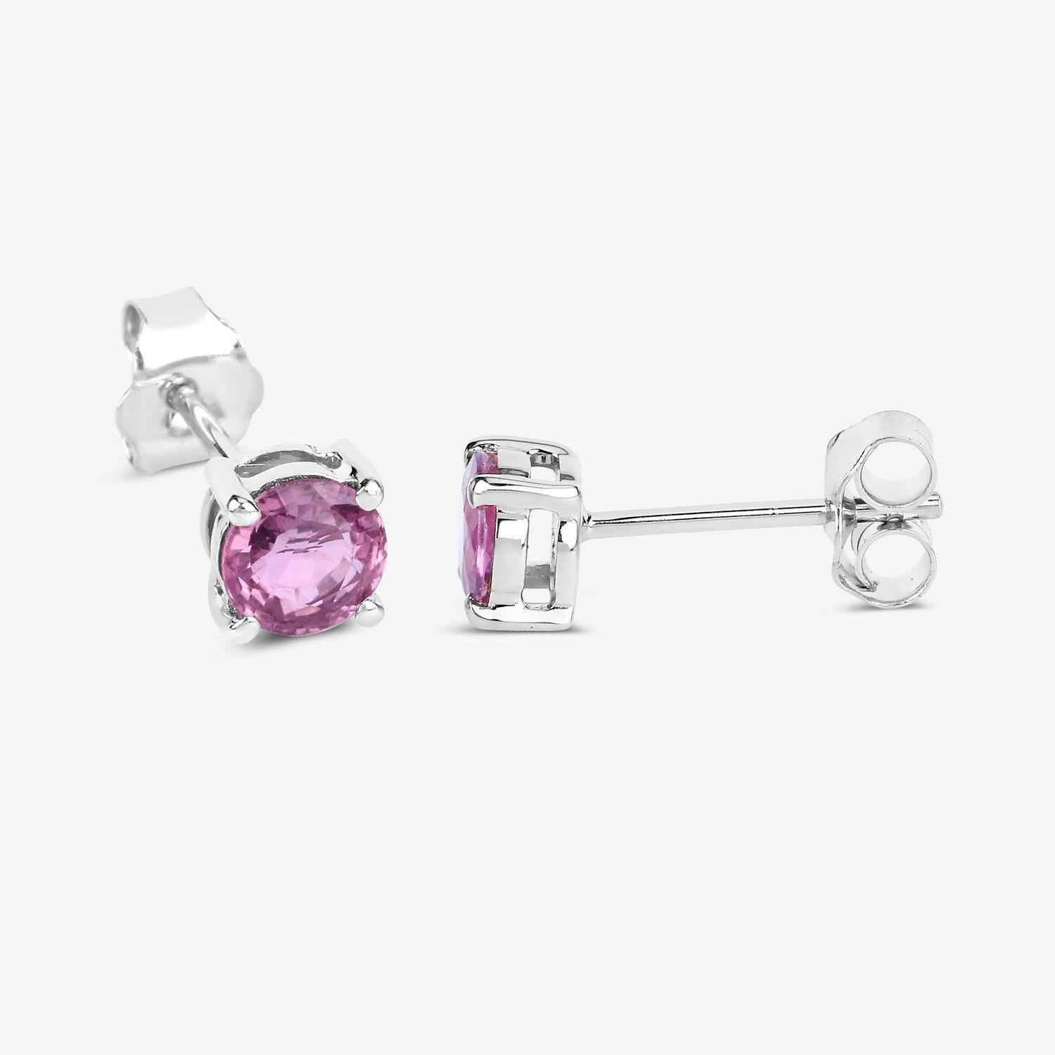 Orecchini con zaffiro rosa da 1,29 carati in oro bianco 10K In condizioni ottime in vendita a Punta Gorda, FL
