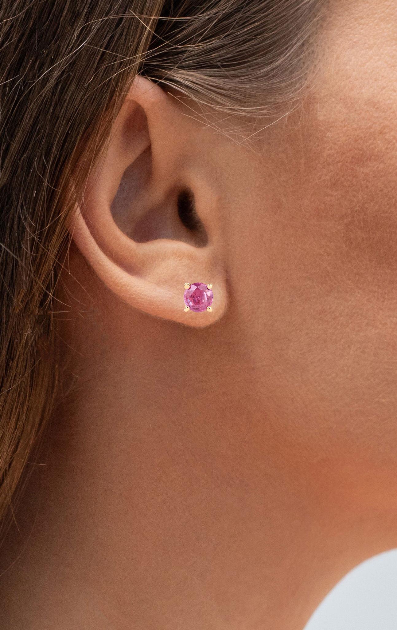 Orecchini con zaffiro rosa 1,29 carati in oro giallo 10 carati in vendita 1